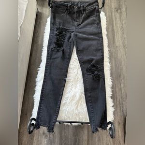 American eagle black ripped jeans